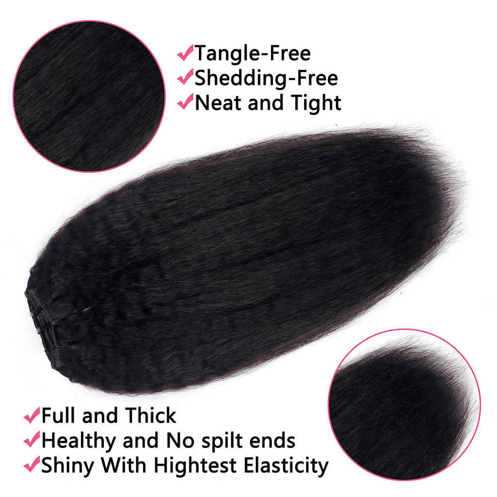 Mihugass clip-in extensions show 18-inch length for dramatic fullness.