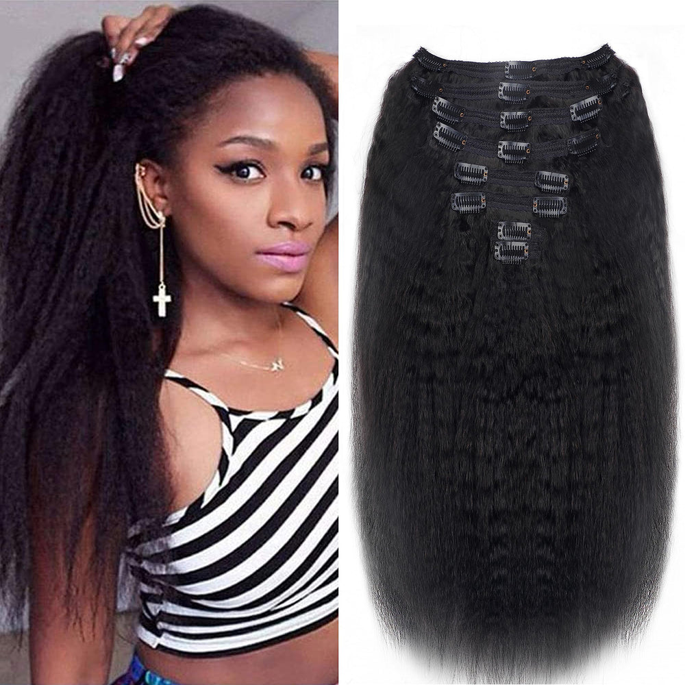Mihugass clip-in extensions close-up shows natural blend with Brazilian hair.