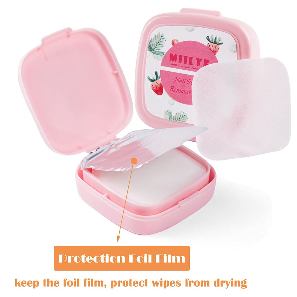 MIILYE 80pcs box shown, ample supply for frequent polish changes.