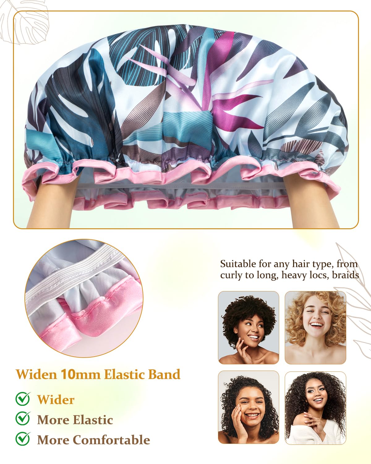 mikimini elastic-band cap in two sizes offers a secure, comfortable fit