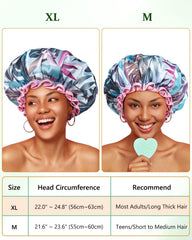 mikimini large shower cap with double-layer design protects long hair and braids