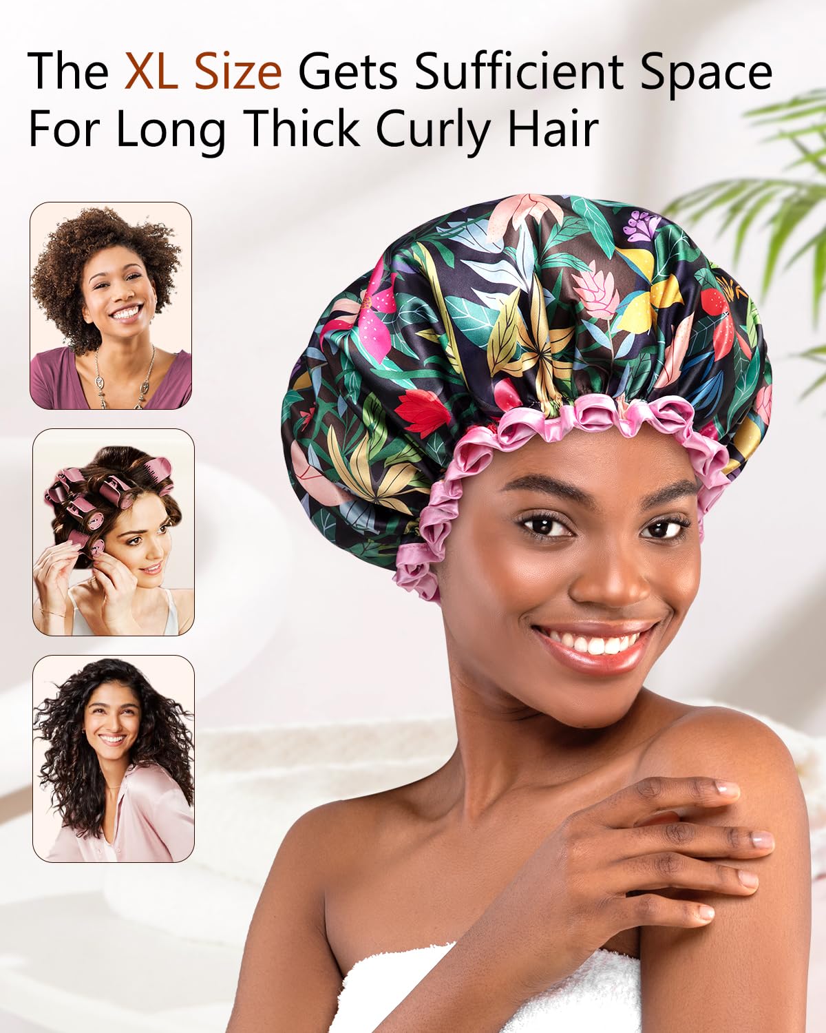 mikimini reusable shower cap, durable materials, washable and long-lasting