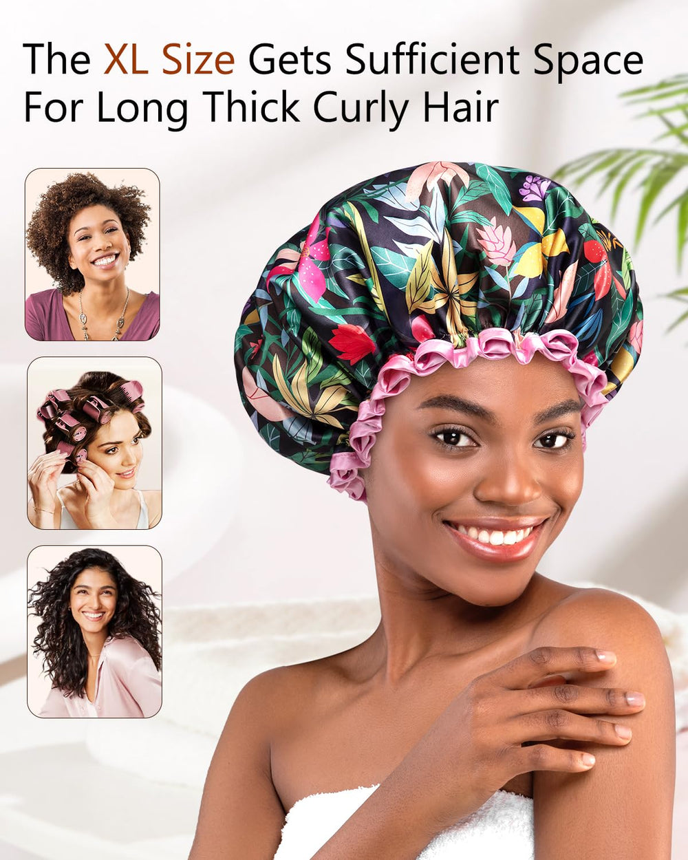 mikimini reusable shower cap, durable materials, washable and long-lasting