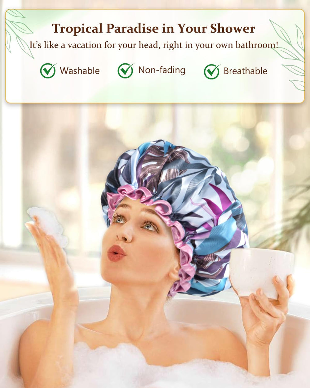mikimini travel-friendly shower cap is ideal for spa days and vacations