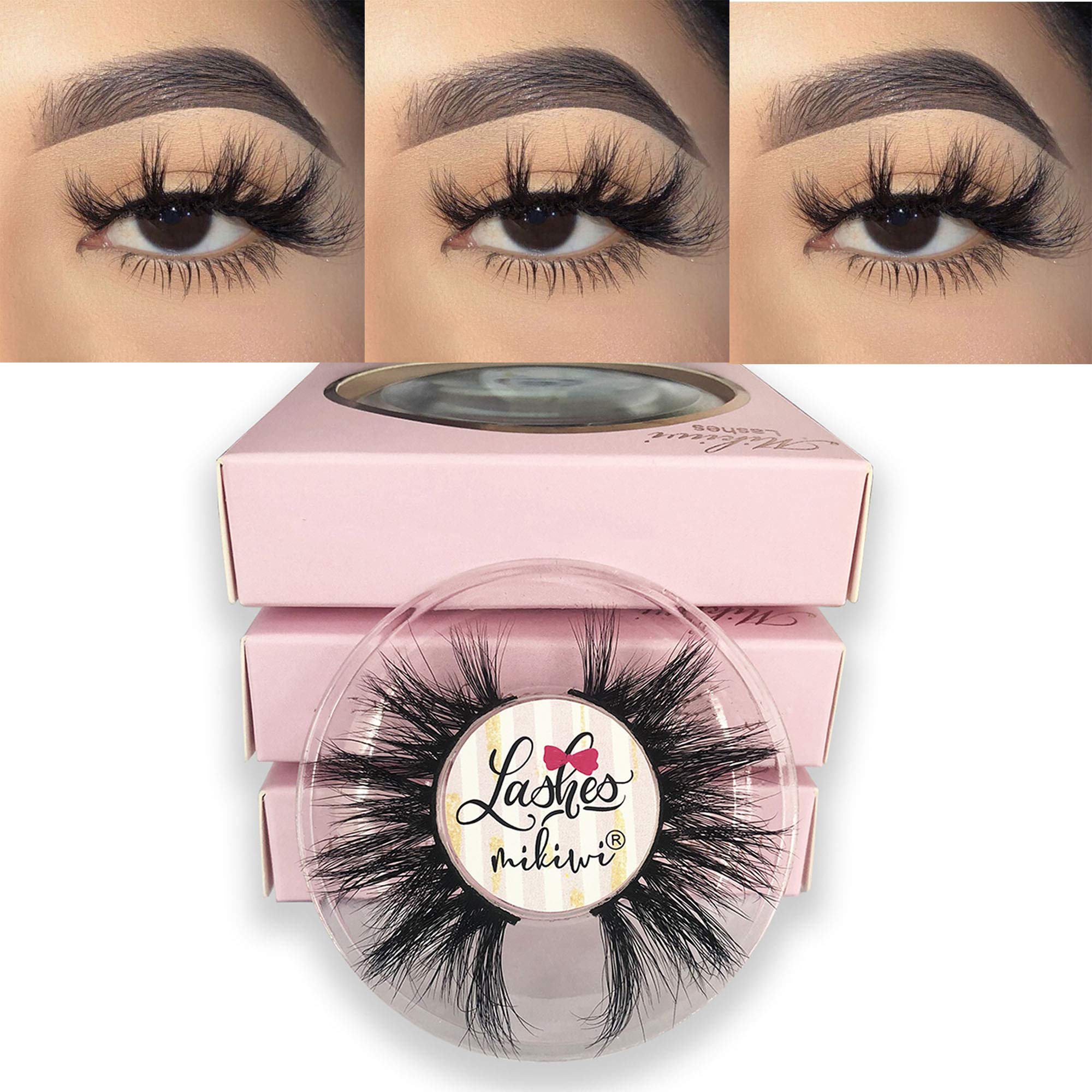 Mikiwi easy-removal mink lashes D384-3 demonstrates simple removal with makeup remover