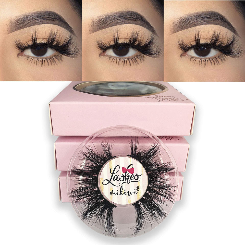 Mikiwi easy-removal mink lashes D384-3 demonstrates simple removal with makeup remover