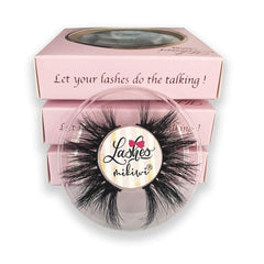 Mikiwi mink lashes D384-3 pack-front display for dramatic evening style