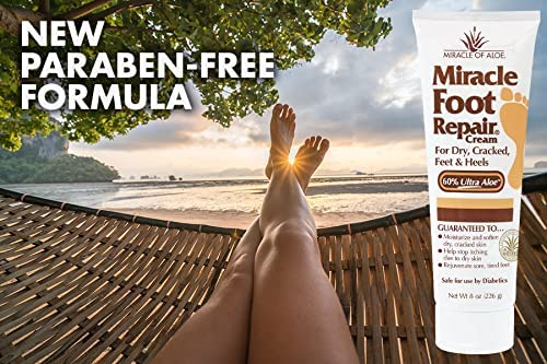 Milagro de Aloe crema para pies, cuidado diabético, seguro para uso diario.
