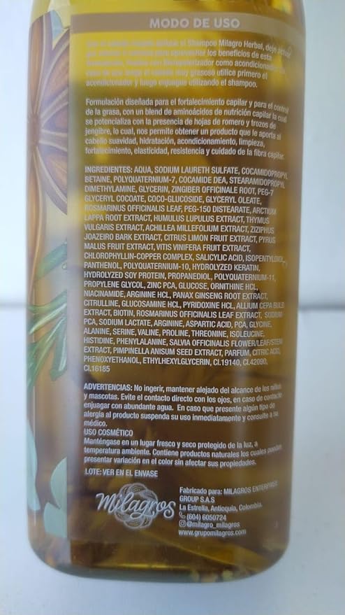 Milagros Herbal Conditioner satin finish image showing frizz control and shine.