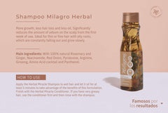 Milagros ginger shampoo lather reveals vibrant strands and improved resilience.