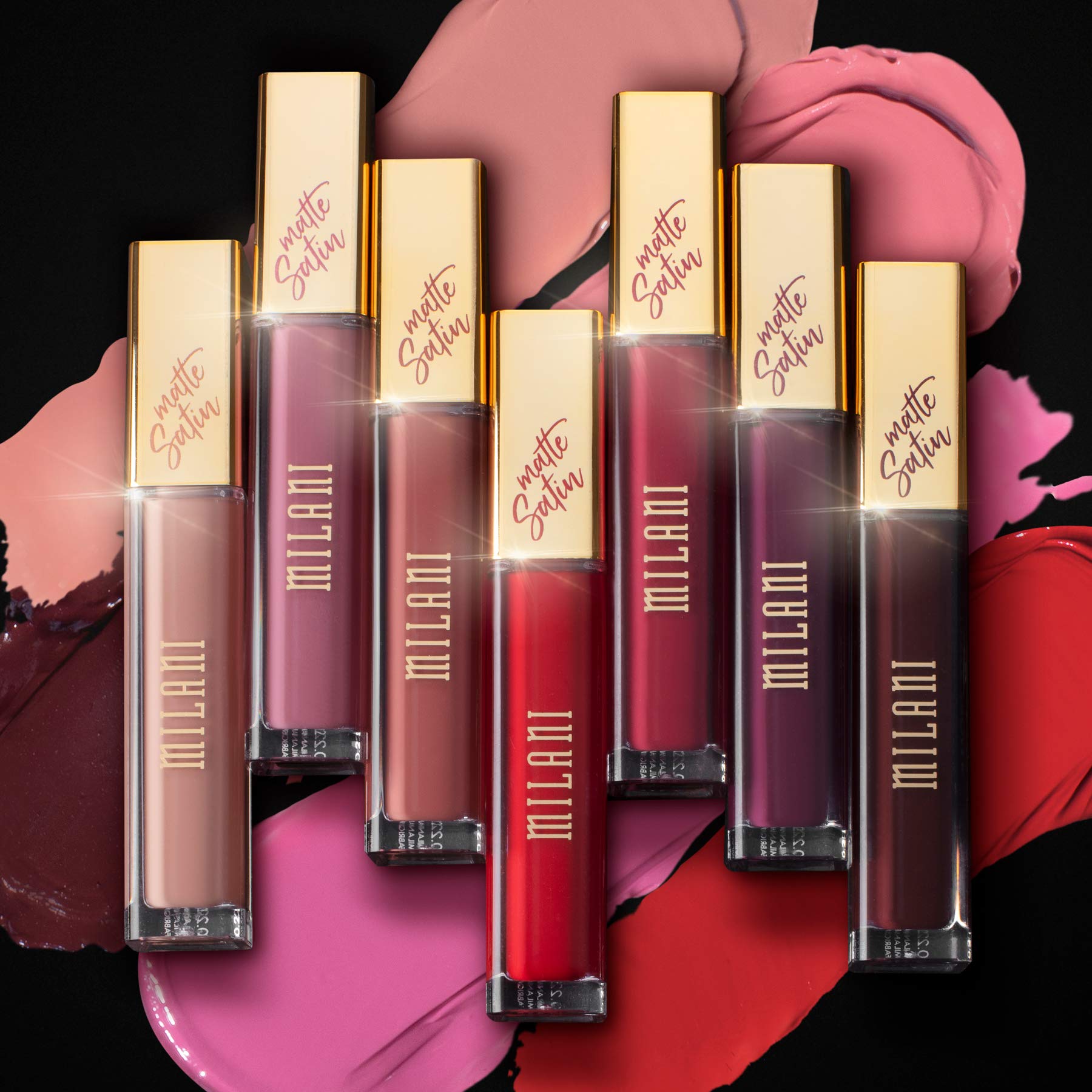 Milani Amore Satin Matte Lip Crème built-in primer swatch smoothing lips
