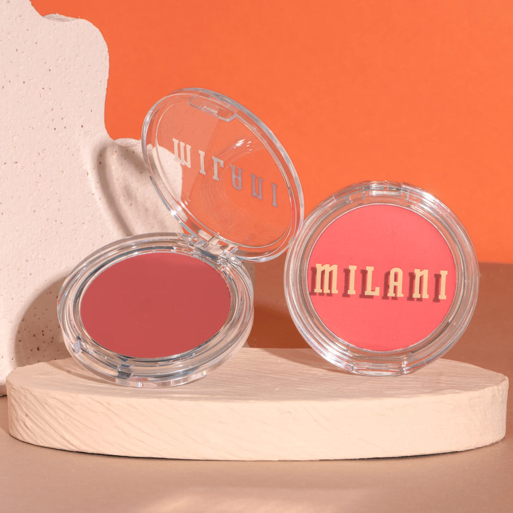 Milani Blush Merlot buildable color shows seamless layering from sheer to vibrant.