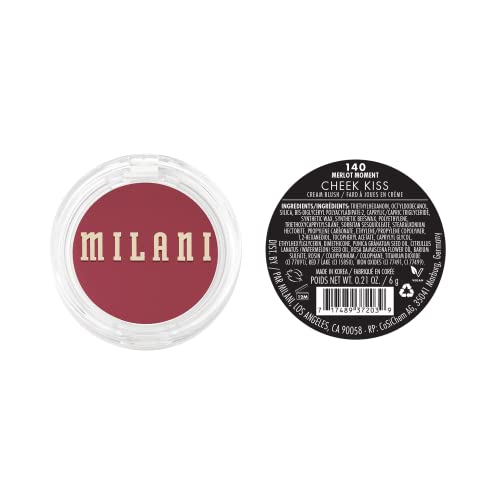 Milani Blush Merlot cream blend swatch demonstrates rich, buildable color on skin.