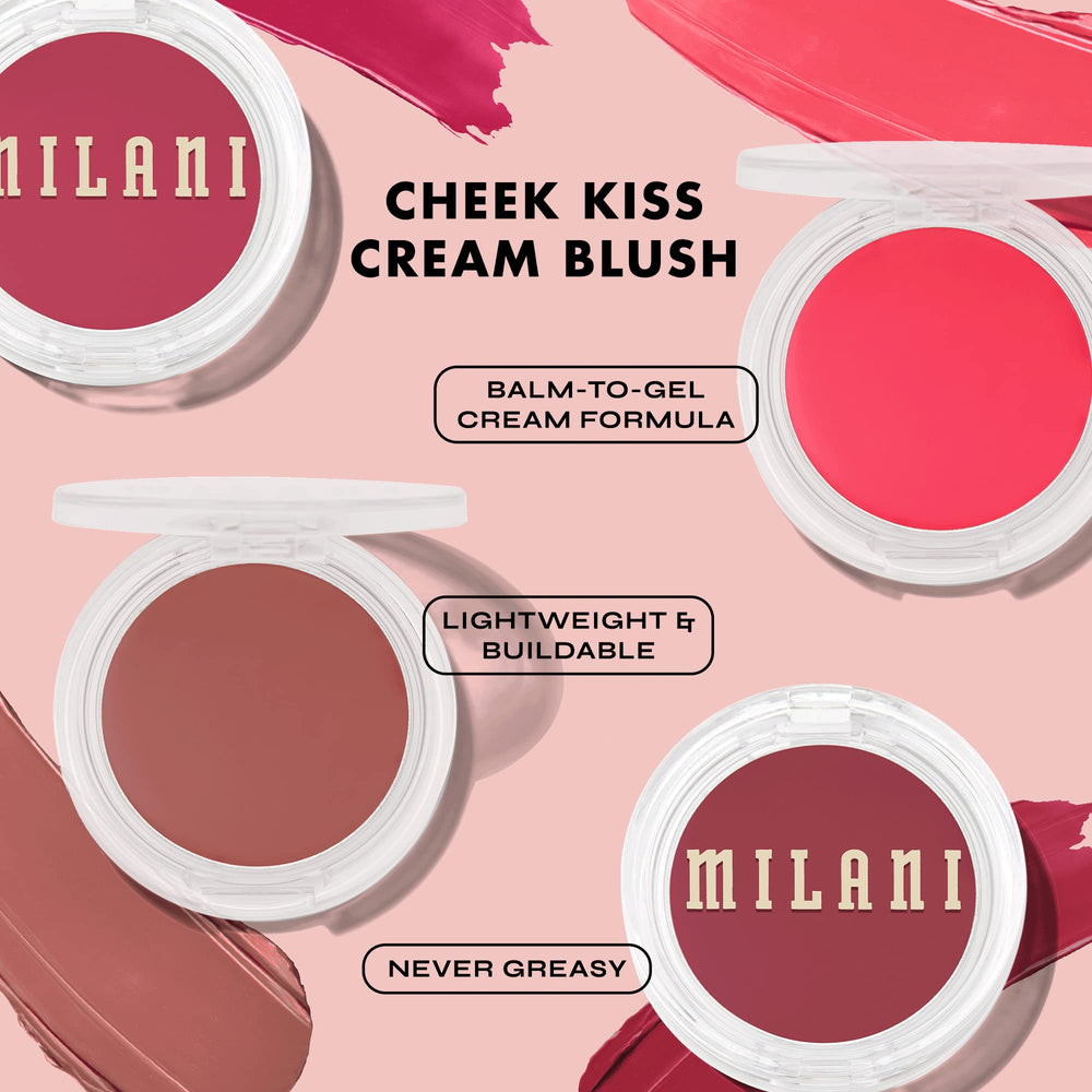 Milani Blush Merlot lip tint swatch reveals versatile color for lips and cheeks.