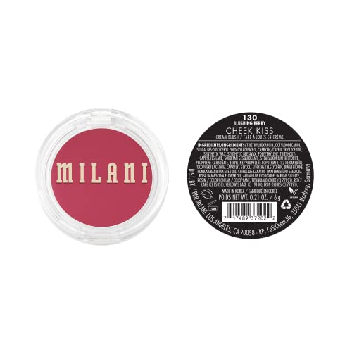 Milani Blushing Berry swatch reveals dewy, natural shade for all skin tones.