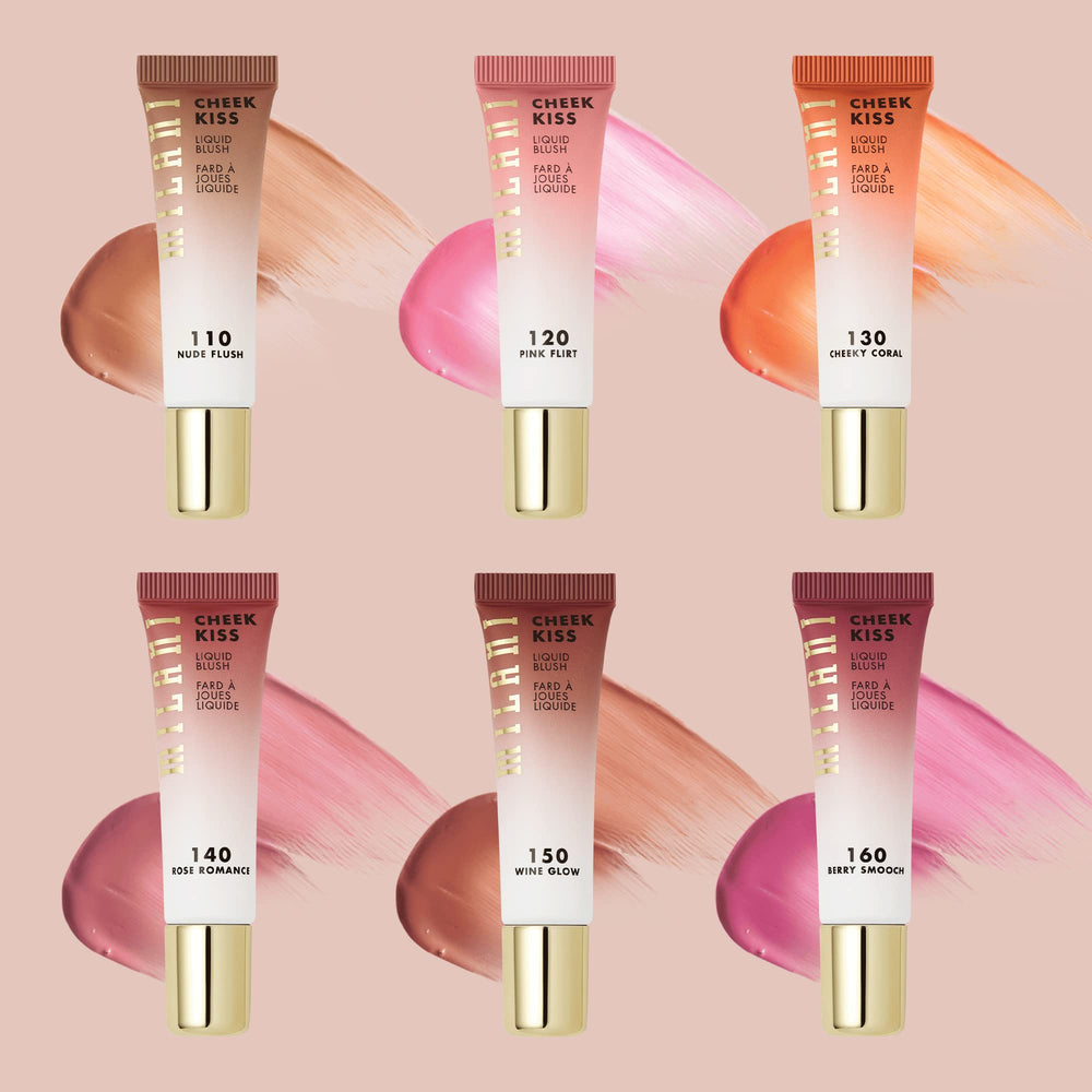 Milani Cheek Kiss liquid blush Pink Flirt lip application for cohesive look