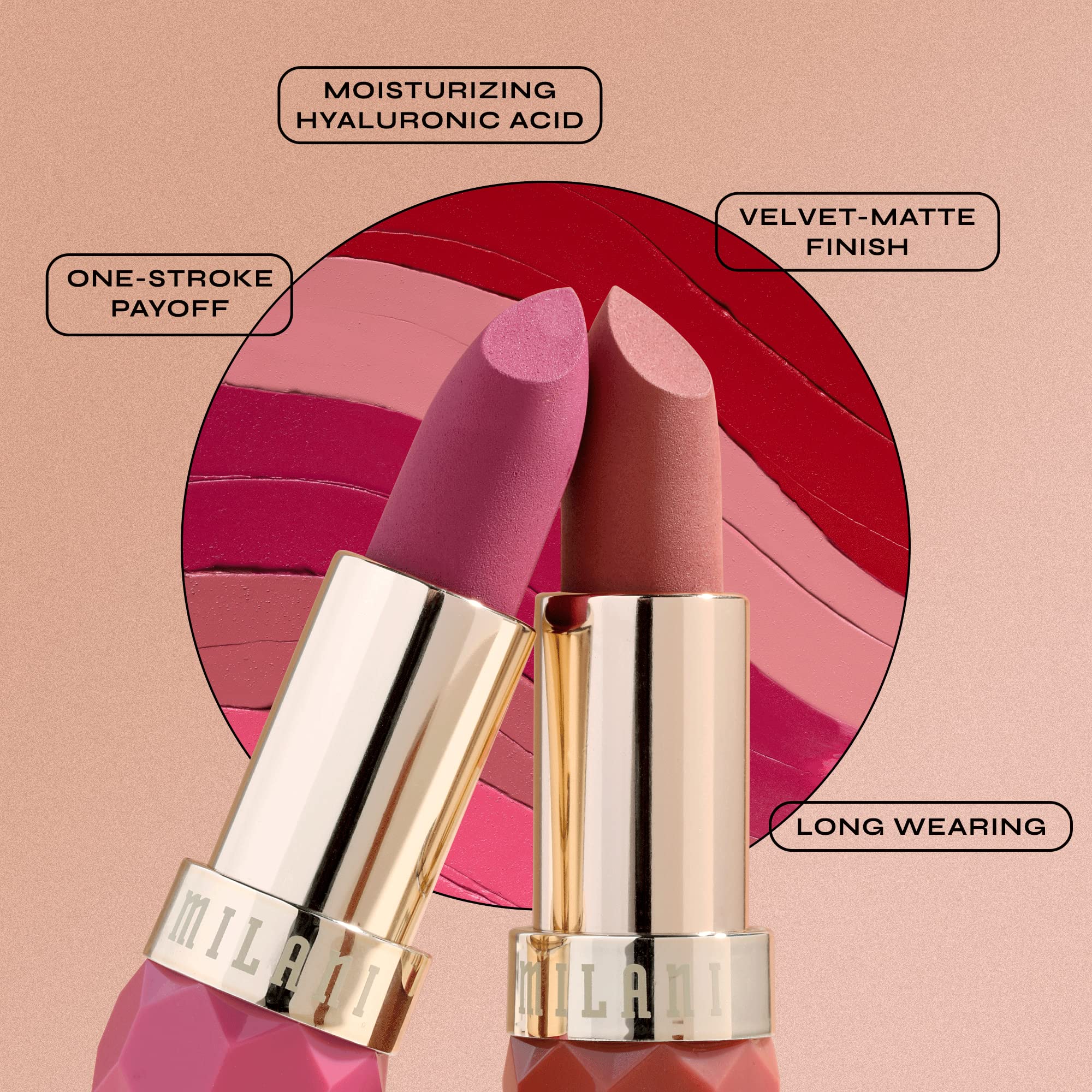 Milani Blossom packaging shot highlights vegan cruelty-free lipstick