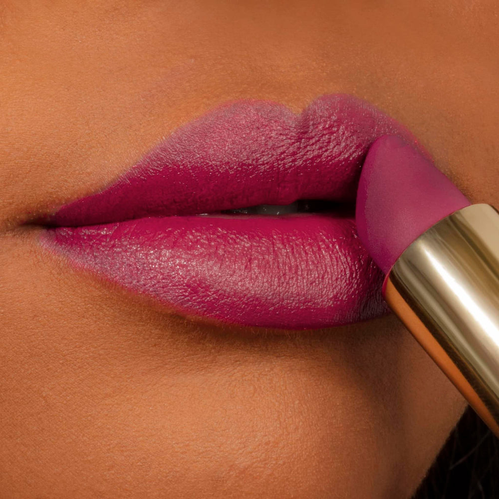 Milani Blossom velvet finish swatch on skin demonstrates long lasting color