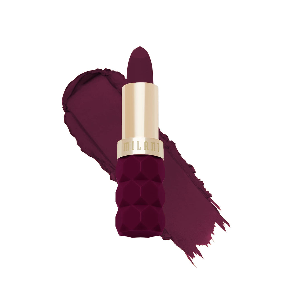 Milani Color Fetish Matte Lipstick Dahlia tube closeup with long-wearing velvet-matte finish