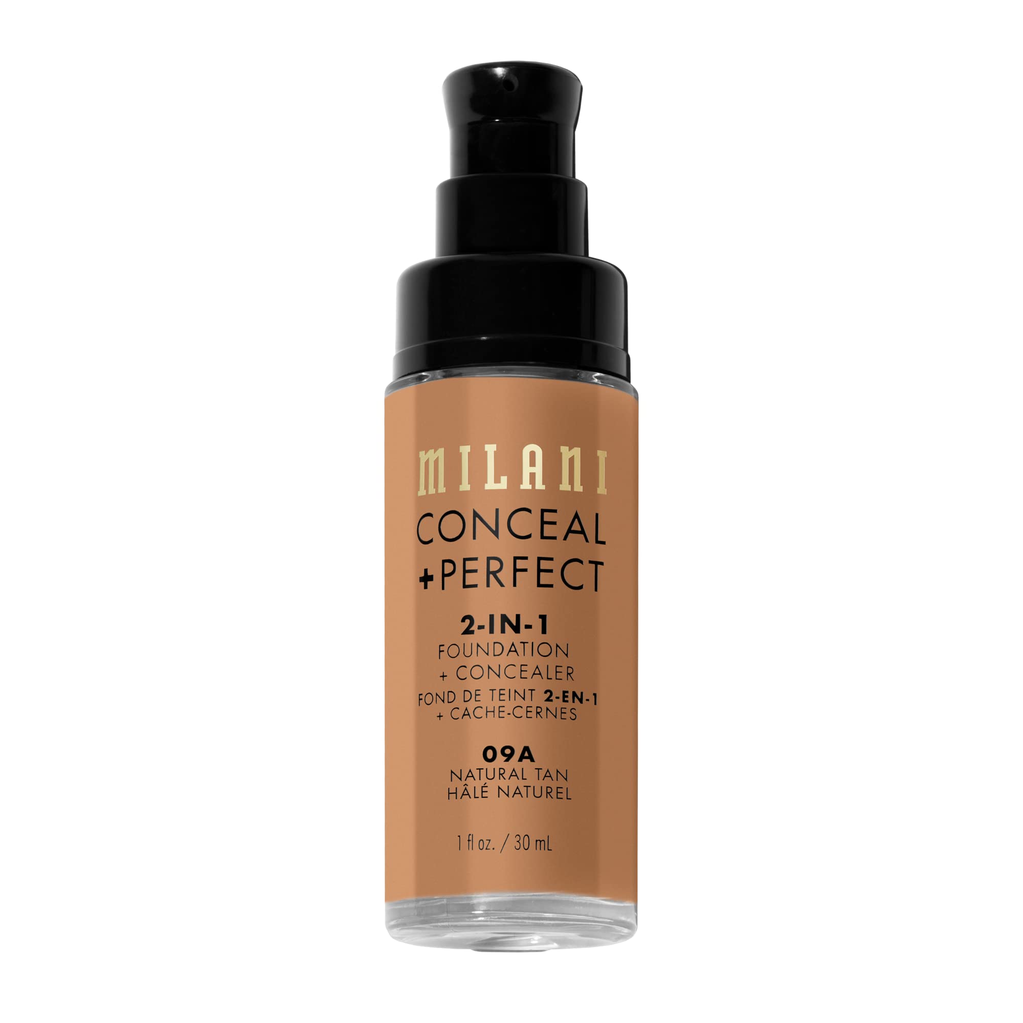 Milani Conceal + Perfect 2in1 packaging closeup highlighting cruelty-free design and sleek packaging.