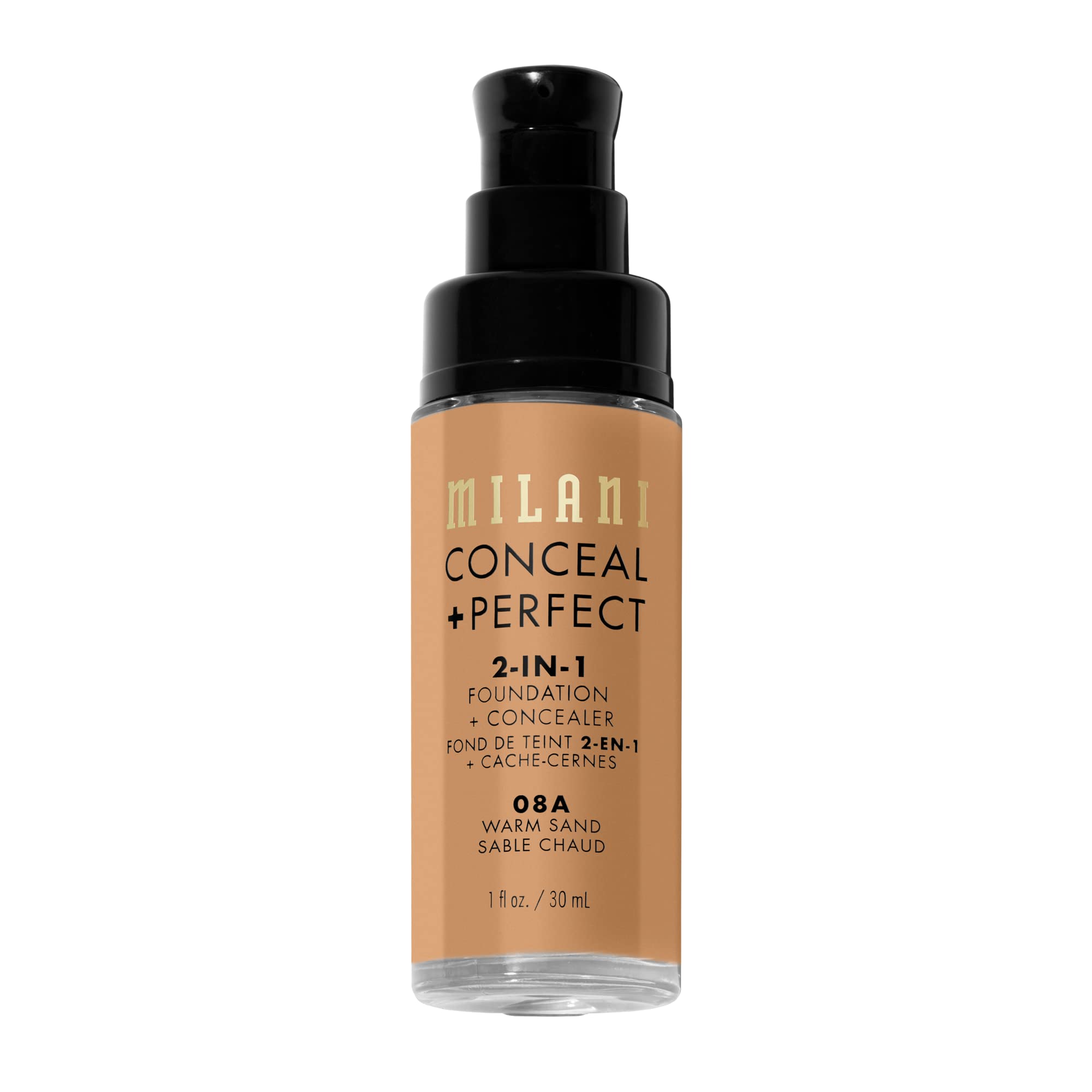 Milani Conceal + Perfect packaging in Warm Sand for travel-friendly, cruelty-free beauty.