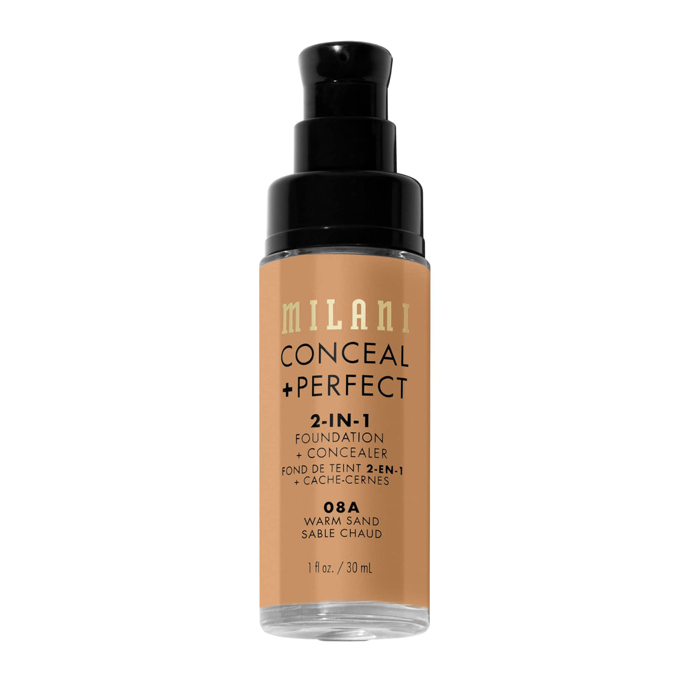 Milani Conceal + Perfect packaging in Warm Sand for travel-friendly, cruelty-free beauty.