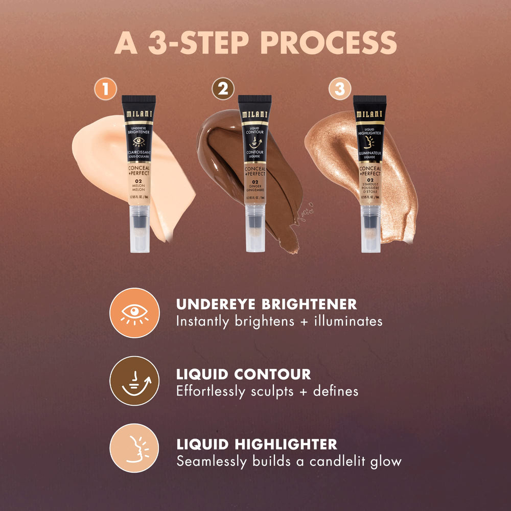 Milani Conceal + Perfect Contorno líquido Ginger, textura cremosa para difuminar.