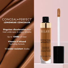 Milani Conceal + Perfect light-beige swatch shows shade match and concealing potential