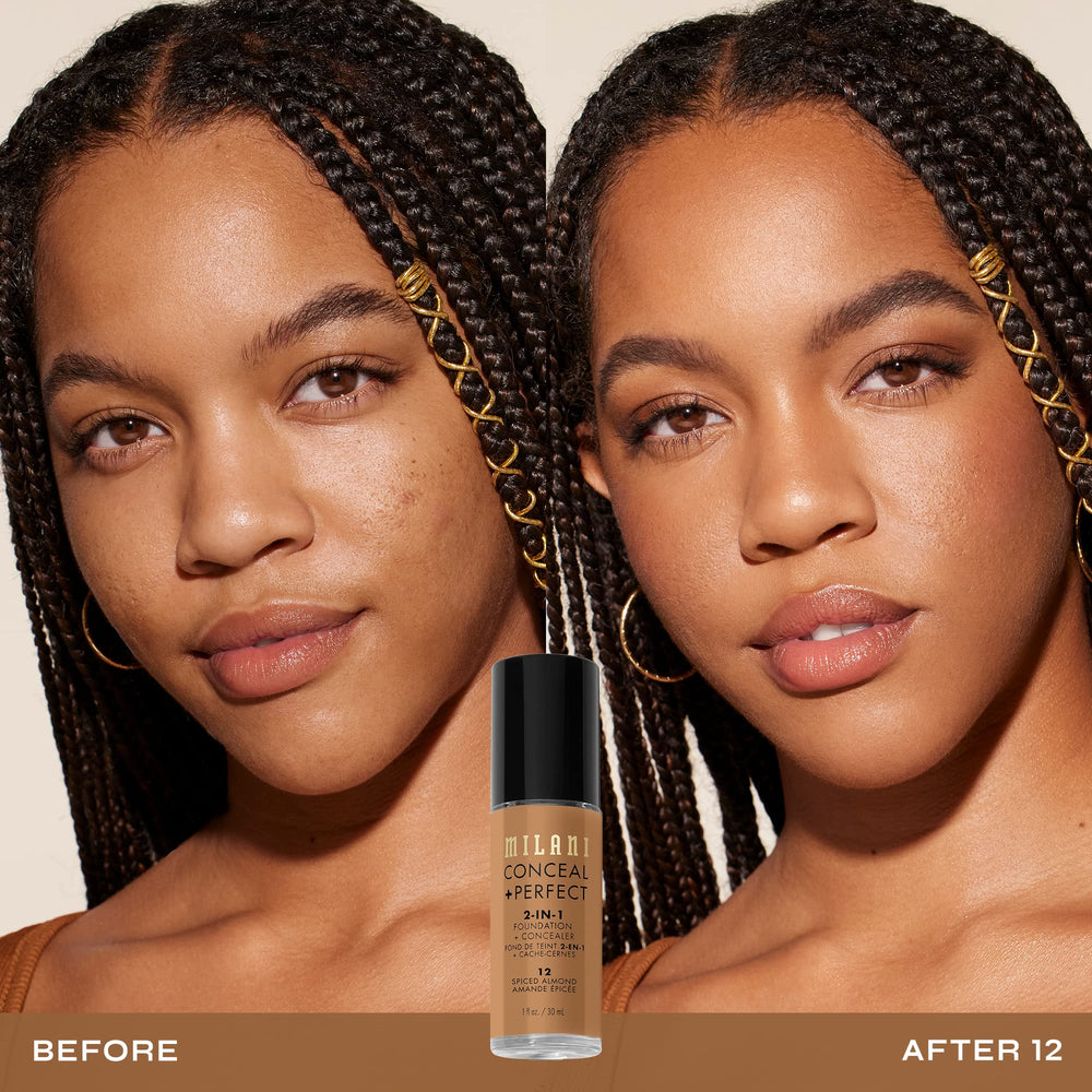 Milani Conceal + Perfect under-eye application demonstrates instant concealment of circles