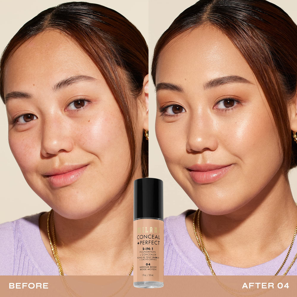 Milani Conceal + Perfect waterproof formula on skin for sweatproof wear