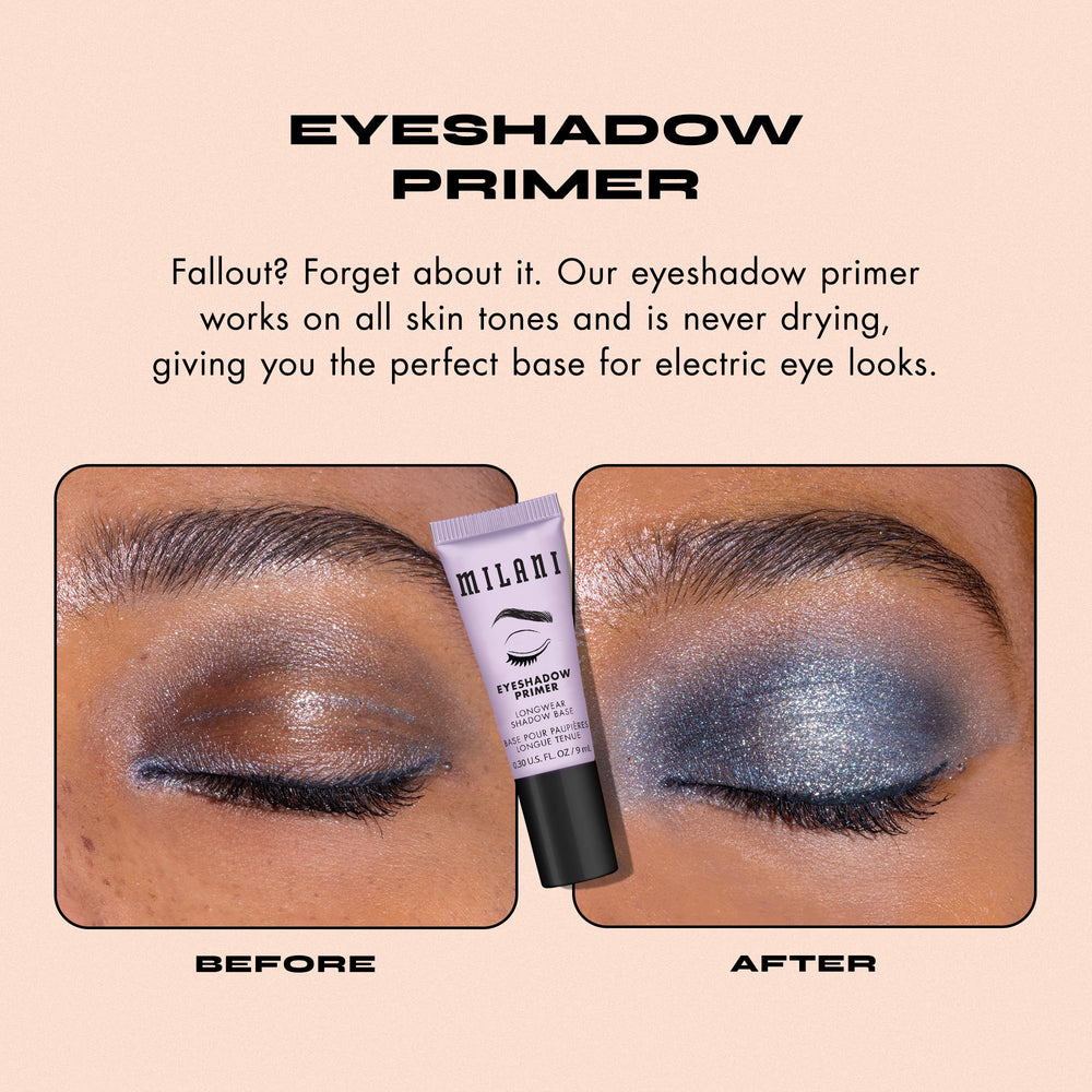 Milani Eyeshadow Primer crease-proof wear on lid with shadow