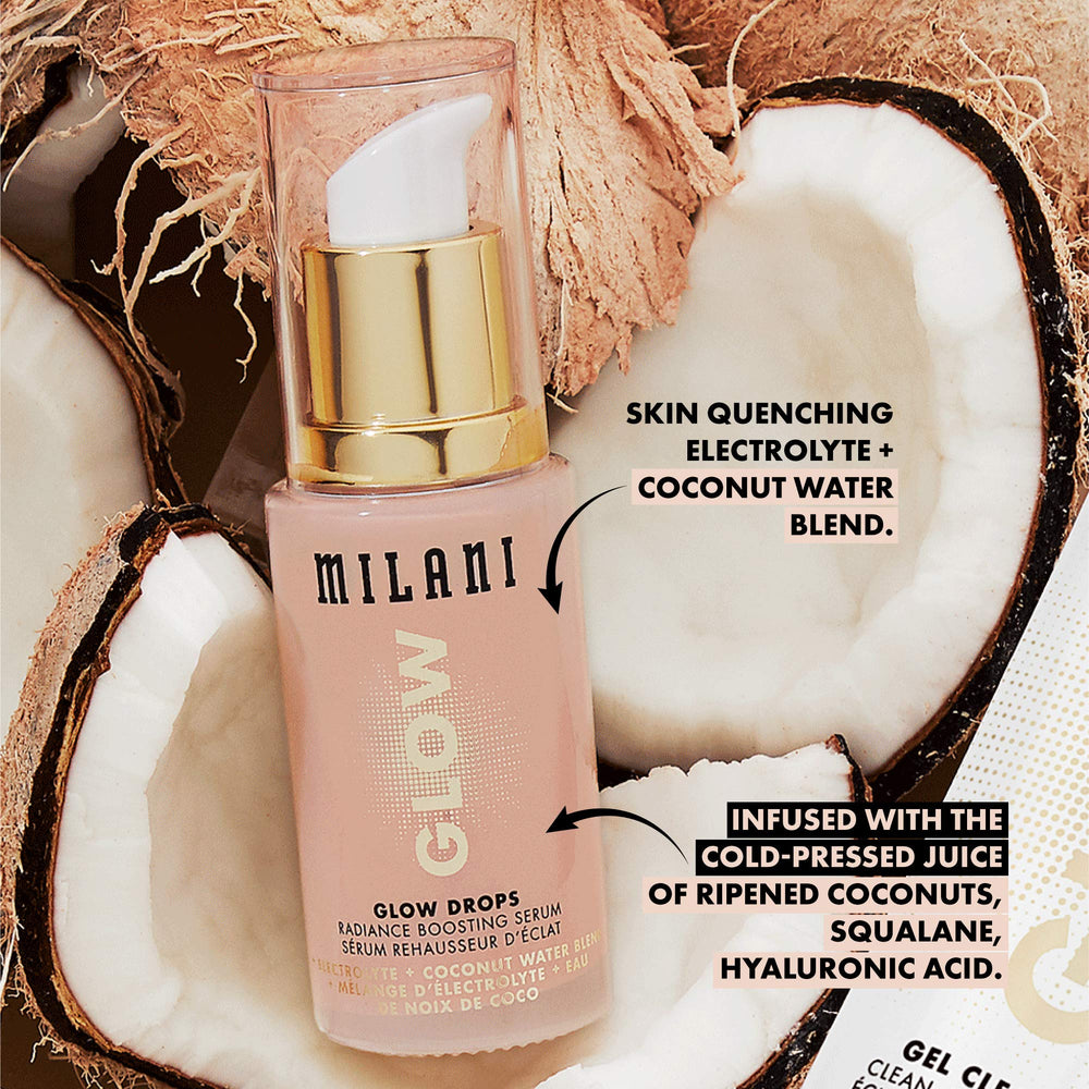Milani Glow Drops makeup-base usage showcases dewy glow as non-shimmer primer