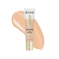 Milani Glow Hydrating Skin Tint bottle with dewy finish and lightweight hydration.