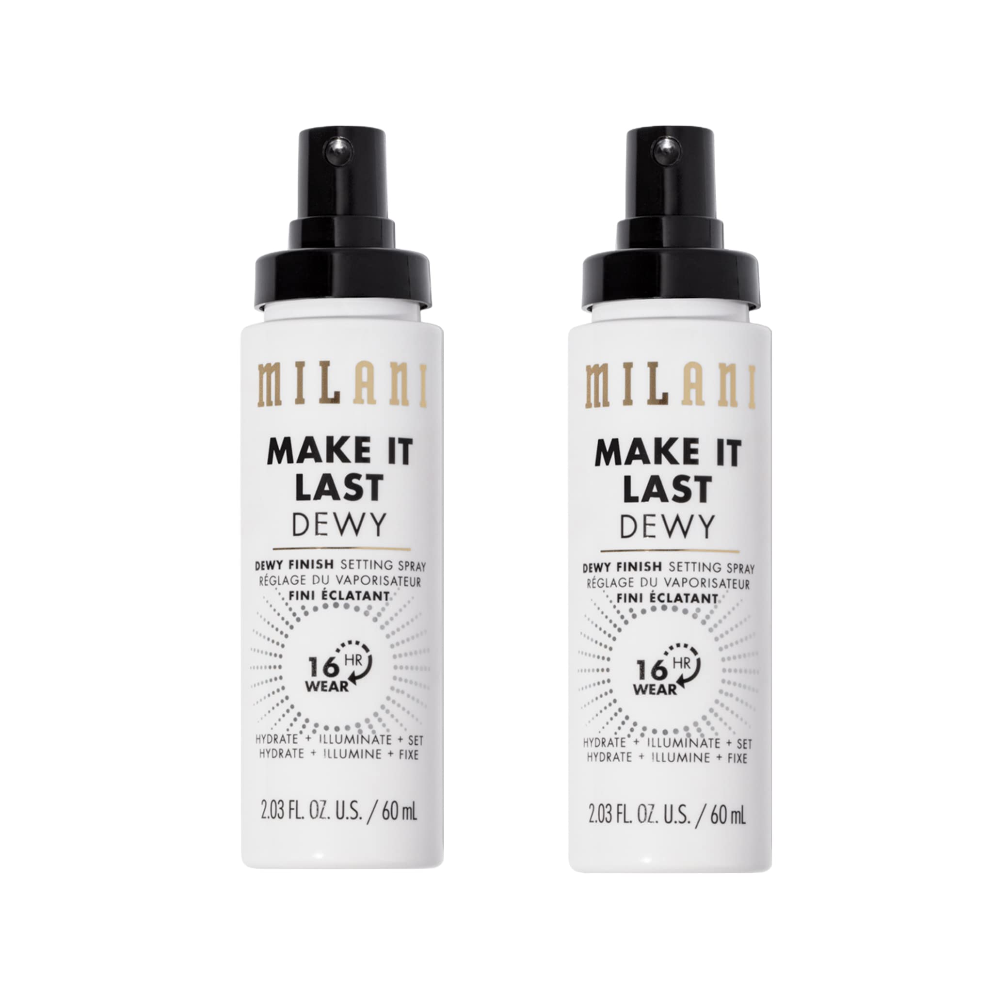 Milani Make It Dewy bottle closeup highlights hydrating glow and primer action