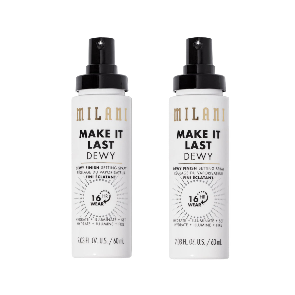 Milani Make It Dewy bottle closeup highlights hydrating glow and primer action