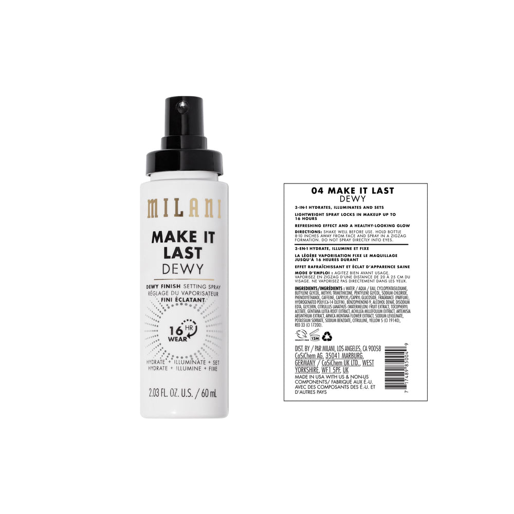Milani Make It Dewy vegan cruelty-free logo signals ethical glow friendly makeup