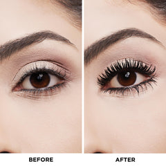 Milani Mascara dramatic-volume one stroke swatch promotes bold, eye-opening results.