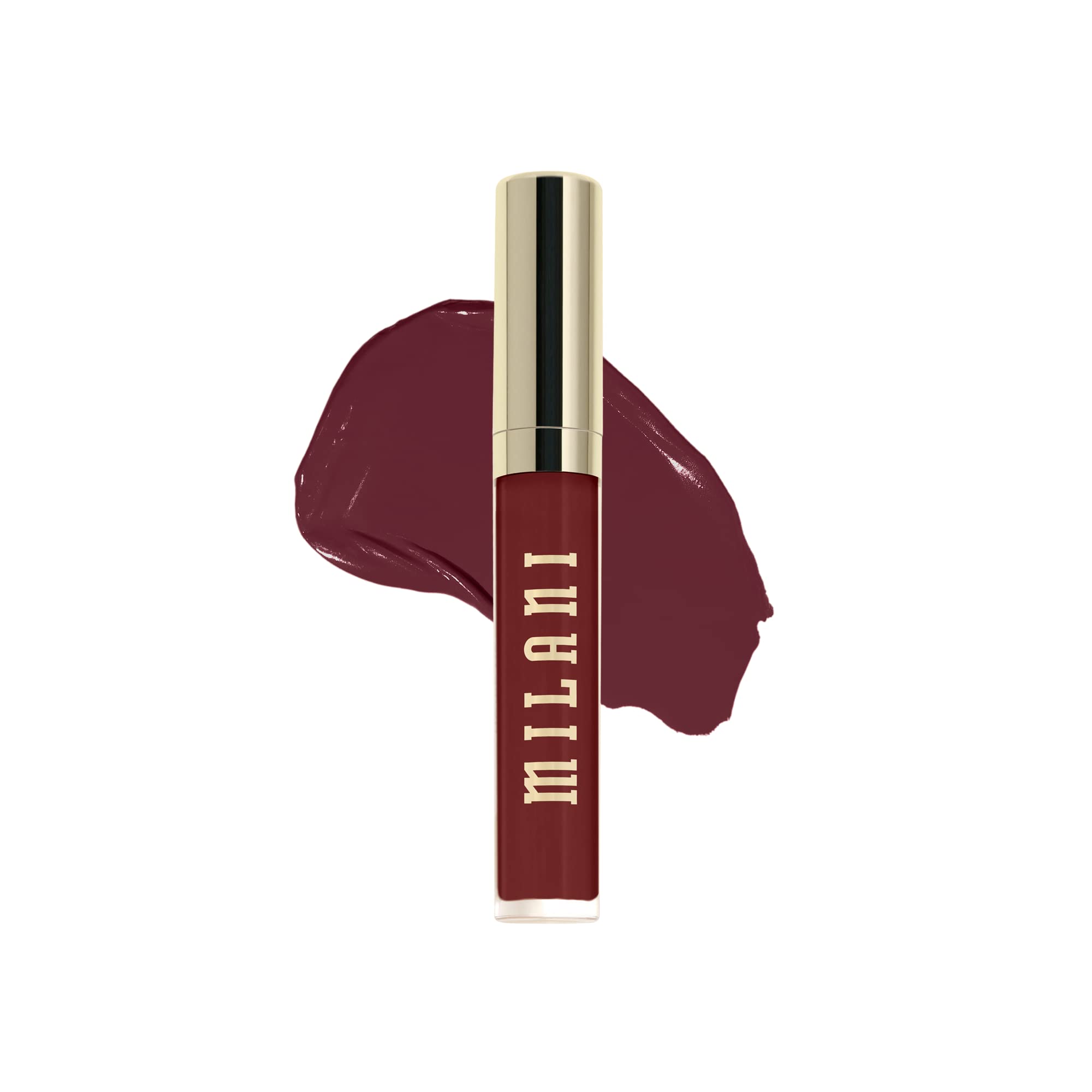Milani Stay Put liquid lipstick with doe-foot applicator for precise, mess-free color application.