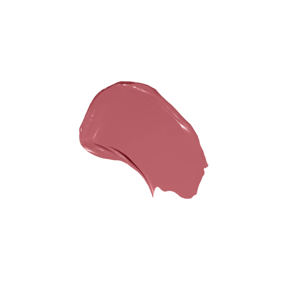 Milani Stay Put Lipstick on lips shows full color and matte finish payoff.