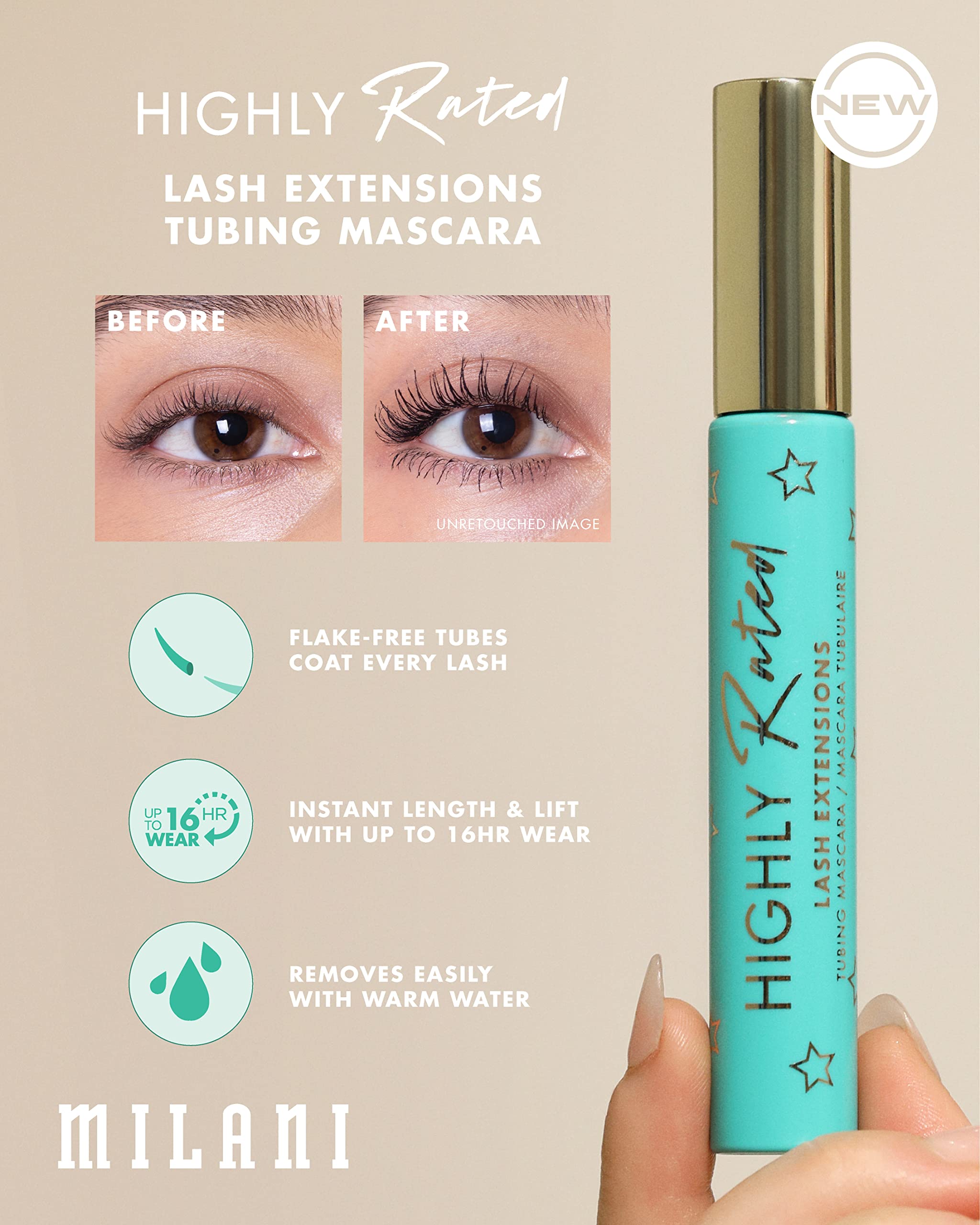 Milani tubing mascara lashes lift captures dramatic curl and all day wear.