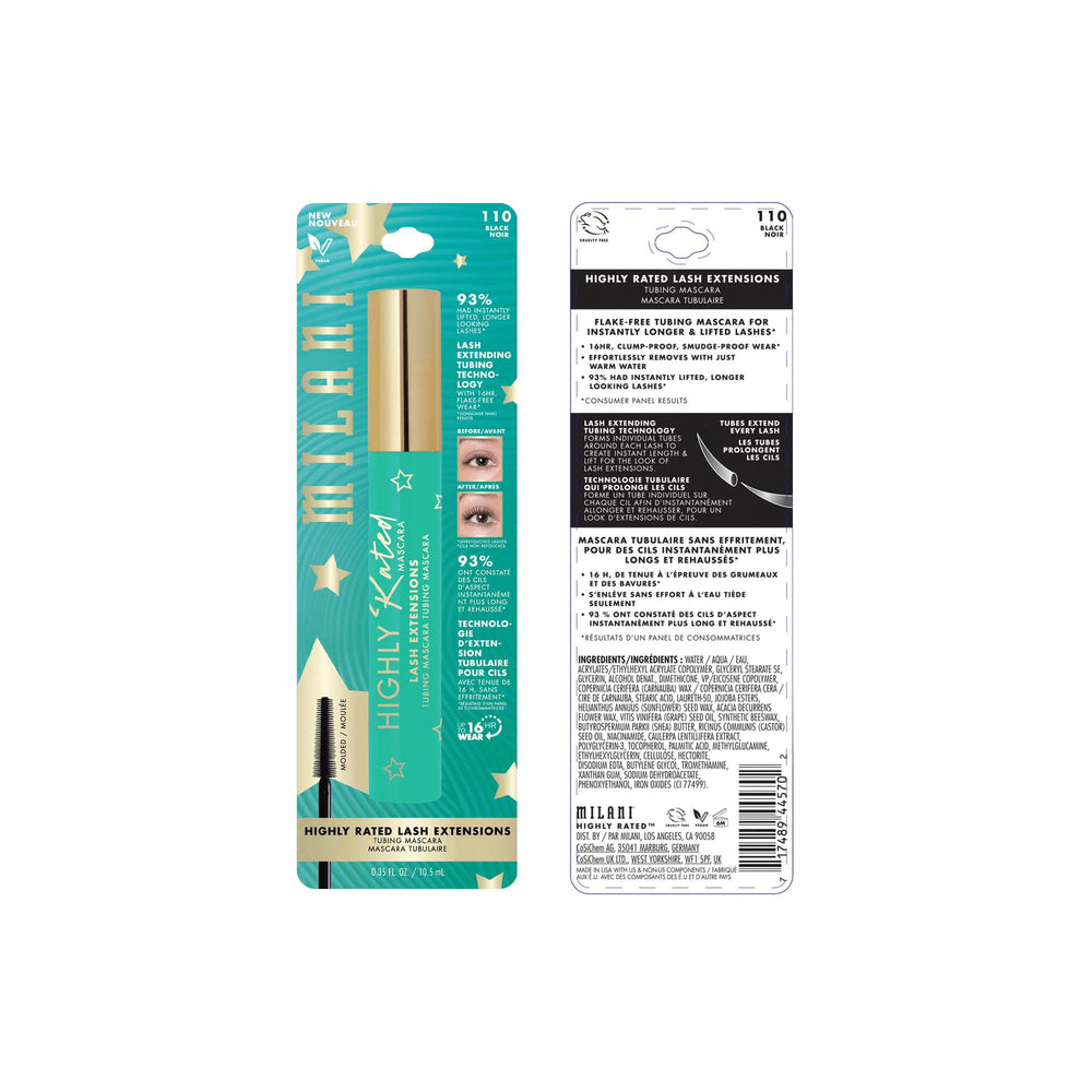 Milani tubing mascara pack two-pack offers value with extended wear and removal ease.