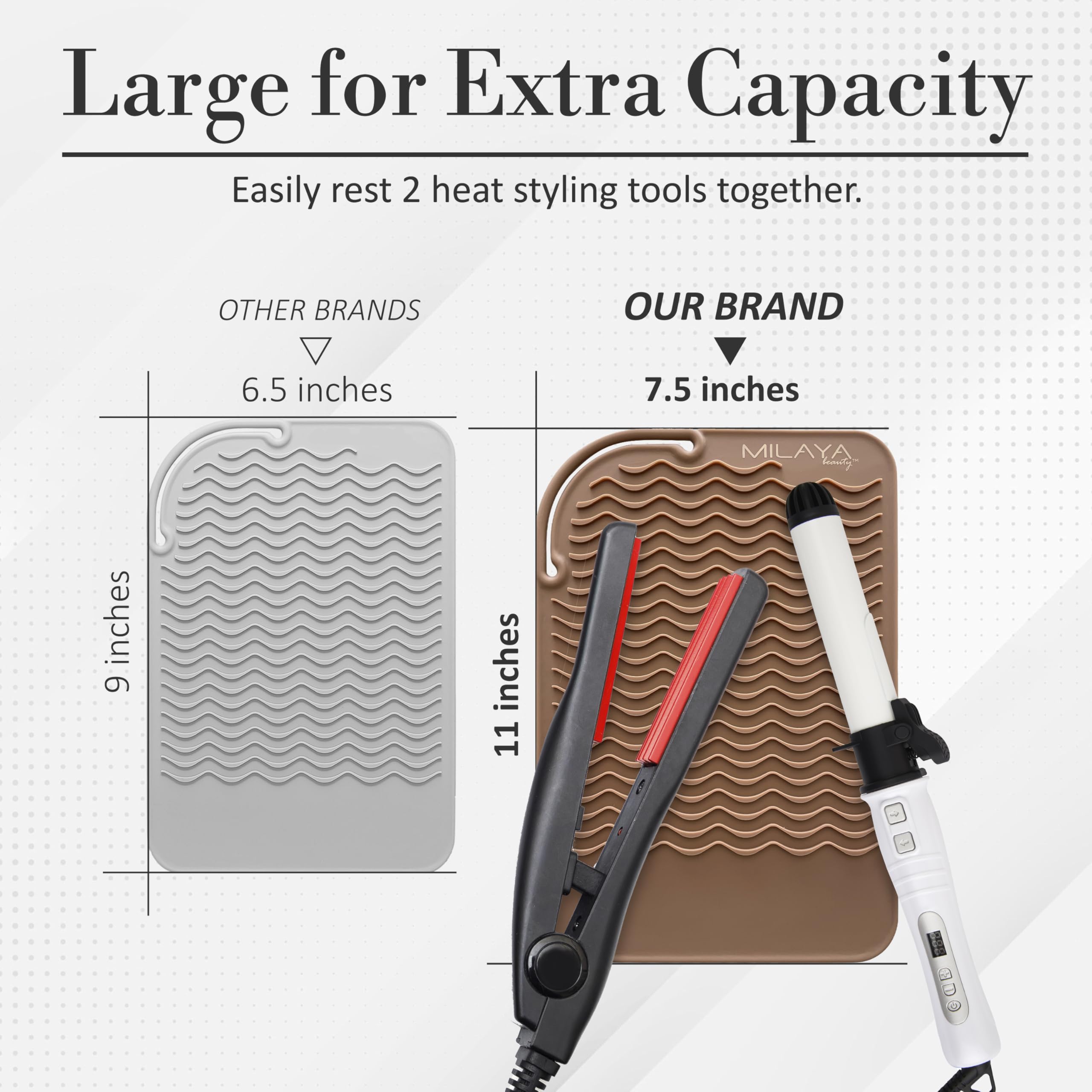 Milaya Beauty non-slip texture ensures tools stay steady on the mat during use.