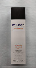 Milbon Anti-Frizz Humidity Blocking Oil bottle - lightweight protection for smooth, touchable waves and frizz defense.