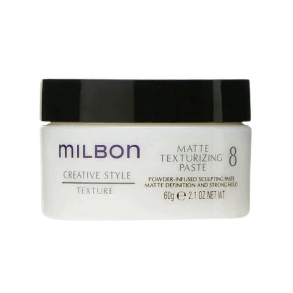 Milbon Matte Texturizing Paste jar close-up highlights matte texture.