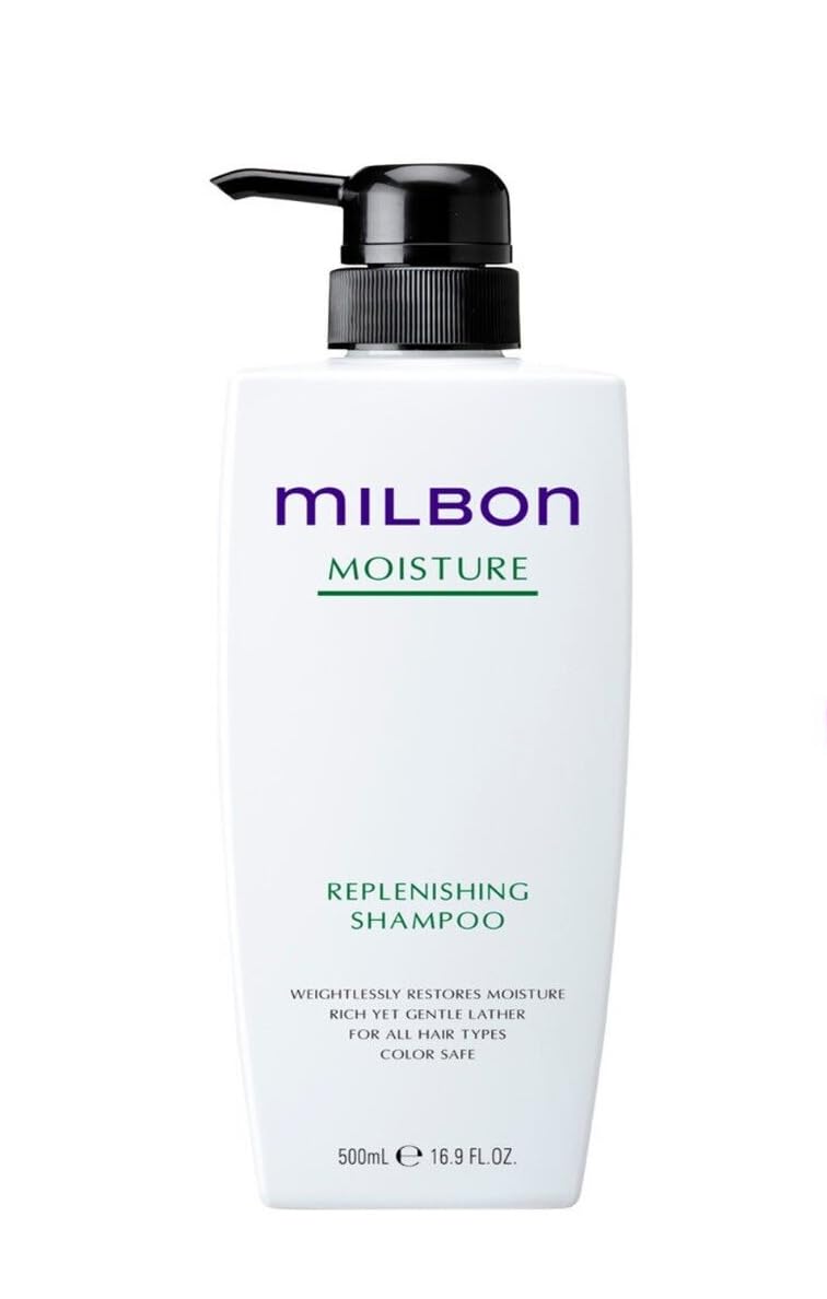 Milbon Moisture Replenishing Shampoo bottle provides daily hydration and smooth hair