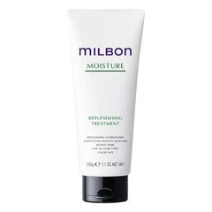 Milbon Moisture Replenishing Treatment application demonstrates easy, gentle use for balanced hair hydration.