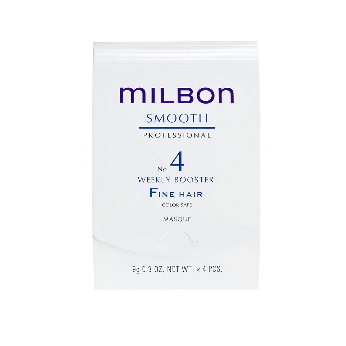Milbon Smooth No. 4 Weekly Booster packshot with four vials for fine hair conditioning