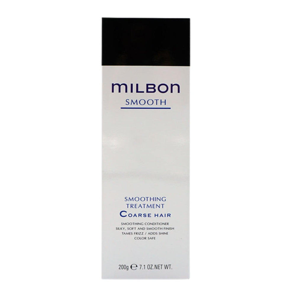 Milbon Smooth Treatment application on hair, showing hydrating formula for soft, manageable strands.