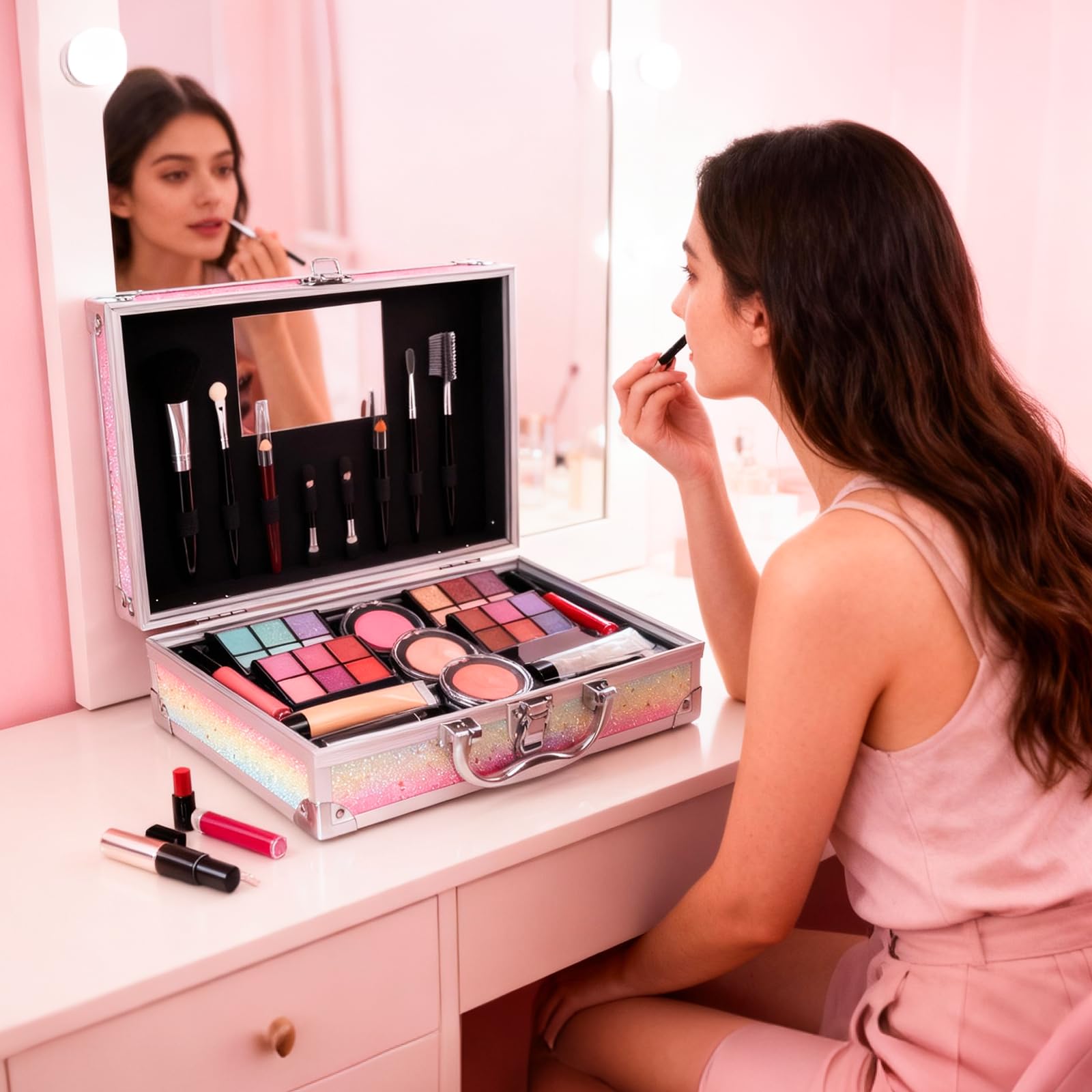 Mileonaim makeup kit teens brushes set for precise application
