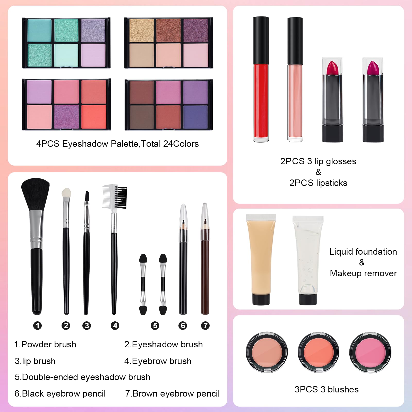 Mileonaim makeup kit teens lipsticks offer quick shade changes
